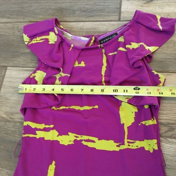 Rampage Tie Dye Pink Dress Ruffle Top Abstract Psychedelic Artsy - Picture 3 of 9